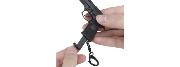 Tac 9 Tactical Detachable Mini M9 Pistol Keychain with Holster (Black)