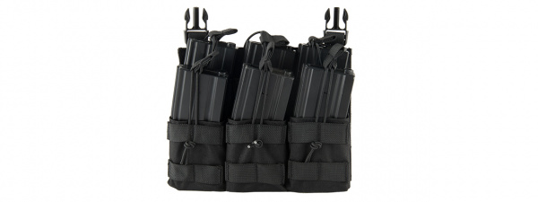 Lancer Tactical Adaptive Hook And Loop Triple Dual Mag Pouch ( Black )