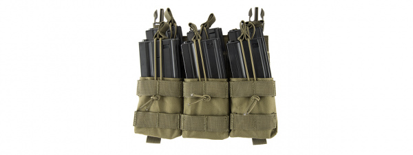 Lancer Tactical Adaptive Hook And Loop Triple Dual Mag Pouch ( OD Green )