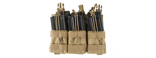 Lancer Tactical Adaptive Hook And Loop Triple Dual Mag Pouch ( Tan )