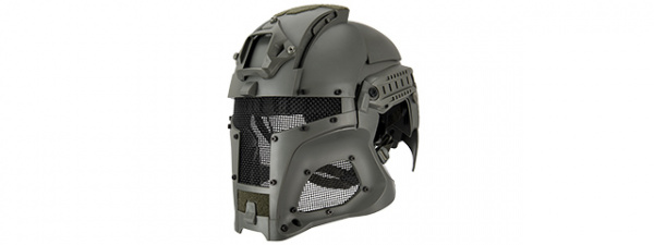 Tac-9 Interstellar Battle Trooper Full Face Airsoft Helmet (Foliage Green)