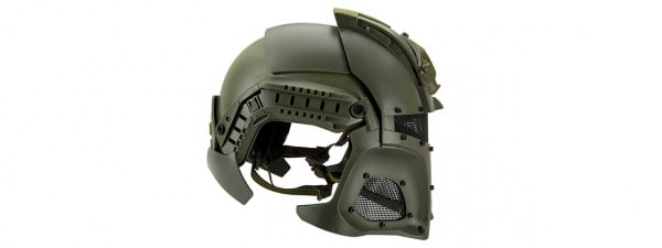 Tac-9 Interstellar Battle Trooper Full Face Airsoft Helmet (OD Green)