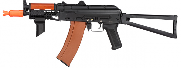 Double Bell AK74U AEG Airsoft Rifle With Folding Wire Stock ( Black / Wood )