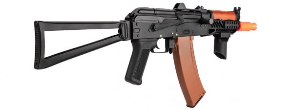 Double Bell AK74U AEG Airsoft Rifle w/ Folding Wire Stock (Black/Wood)