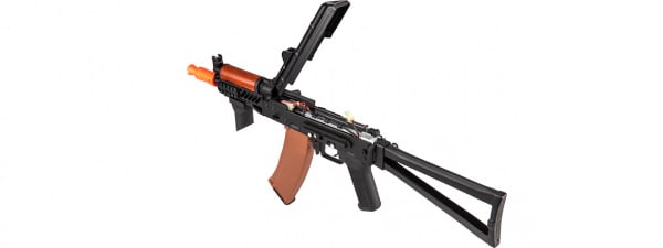 Double Bell AK74U AEG Airsoft Rifle w/ Folding Wire Stock (Black/Wood)