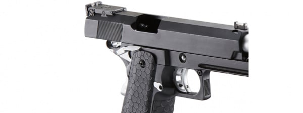 Double Bell Green Gas Hi-Capa 5.1 Gas Blowback Airsoft Pistol (Black/Silver)