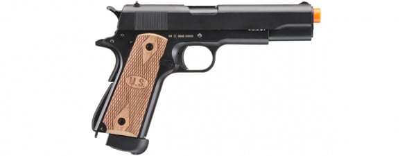 Double Bell M1911 CO2 Gas Blowback Airsoft Pistol w/ Wood Grip (Black)