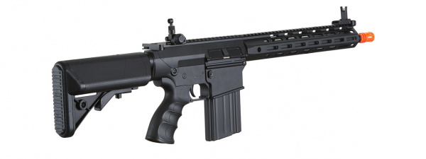 Golden Eagle SR-25K AEG Airsoft Rifle W/ URX4 M-LOK Handguard & Crane Stock (Black)