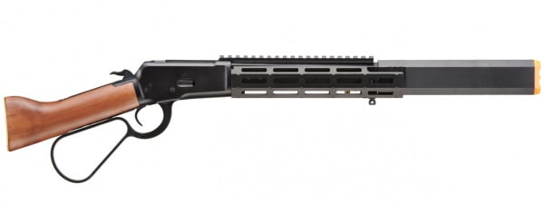 A&K M1873 "Mares Leg" Lever Action Airsoft Gas Rifle w/ M-LOK and Suppressor (Black)