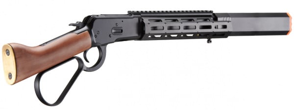 A&K M1873 "Mares Leg" Lever Action Airsoft Gas Rifle w/ M-LOK and Suppressor (Black)