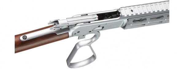 A&K M1873 "Mares Leg" Lever Action Airsoft Gas Rifle w/ M-LOK and Suppressor (Silver)