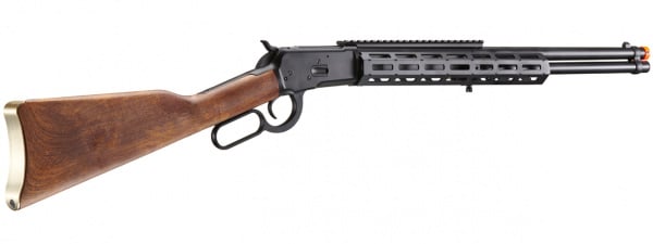 A&K M1873 "Mares Leg" Long Barreled Lever Action Airsoft Gas Rifle w/ M-LOK Rail (Stealth Black)