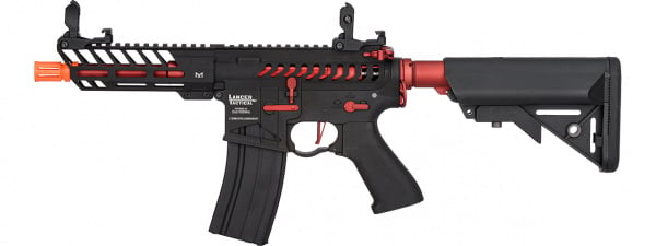 Lancer Tactical Battlehawk 14" Carbine ProLine ETC & Full Metal AEG Airsoft Rifle ( Black / Red / High FPS )