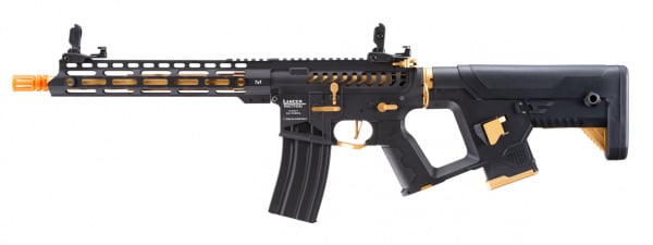 Lancer Tactical Enforcer Blackbird Skeleton ProLine ETC & Full Metal AEG Airsoft Rifle w/ Alpha Stock ( Black / Gold / Low FPS)