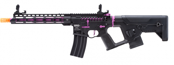 Lancer Tactical Enforcer Blackbird Skeleton ProLine ETC & Full Metal AEG Airsoft Rifle w/ Alpha Stock ( Black / Purple / High FP