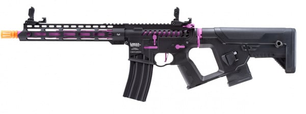 Lancer Tactical Enforcer Blackbird Skeleton ProLine ETC & Full Metal AEG Airsoft Rifle w/ Alpha Stock ( Black / Purple / Low FPS