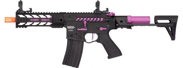 Lancer Tactical Enforcer BATTLE HAWK 7" PDW Skeleton ProLine ETC & Full Metal AEG Airsoft Rifle ( Black / Purple / High FPS )