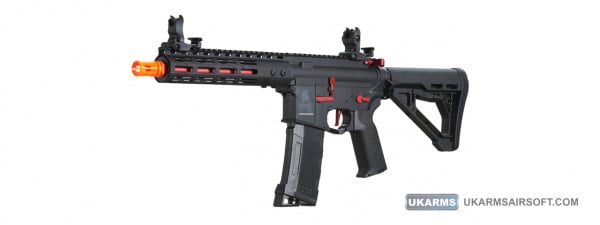 Lancer Tactical Gen 3 Archon 9" M-LOK M4 Airsoft Rifle w/ Delta Stock (Black & Red)