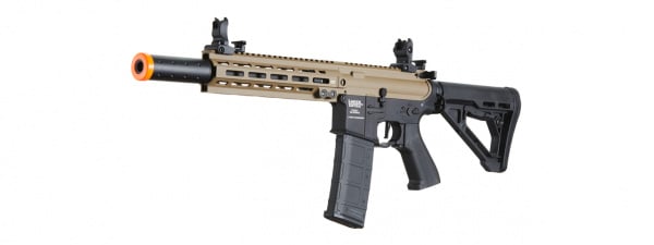 Lancer Tactical Blazer 10" M-LOK Proline Series M4 Airsoft Rifle with Delta Stock & Mock Suppressor (FDE & Black)