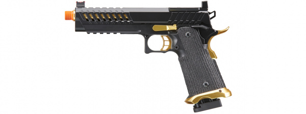 Lancer Tactical Knightshade Hi-Capa Gas Blowback Airsoft Pistol w/ Red Dot Mount (Black / Gold)