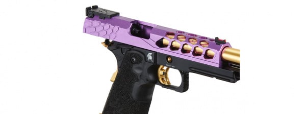 Lancer Tactical Stryk Hi-Capa 5.1 Gas Blowback Airsoft Pistol (Black, Purple & Gold)