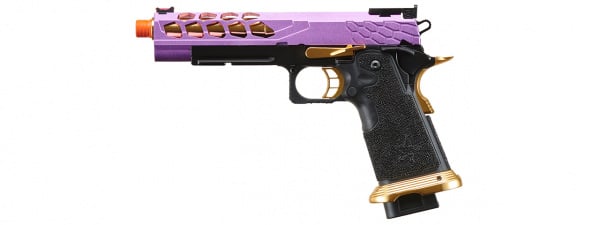 Lancer Tactical Stryk Hi-Capa 5.1 Gas Blowback Airsoft Pistol (Black, Purple & Gold)