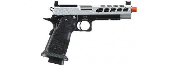 Lancer Tactical Stryk Hi-Capa 5.1 Gas Blowback Airsoft Pistol w/ Red Dot Mount (Black & Silver)