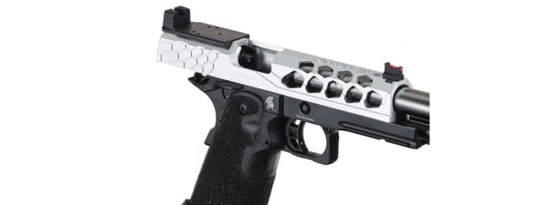 Lancer Tactical Stryk Hi-Capa 5.1 Gas Blowback Airsoft Pistol w/ Red Dot Mount (Black & Silver)