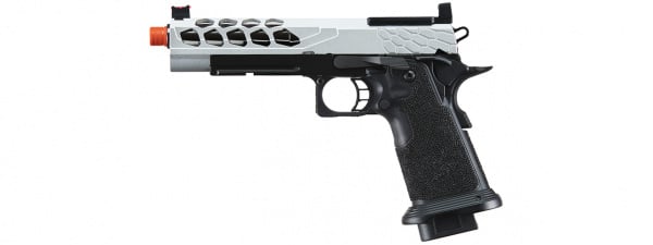 Lancer Tactical Stryk Hi-Capa 5.1 Gas Blowback Airsoft Pistol w/ Red Dot Mount (Black & Silver)