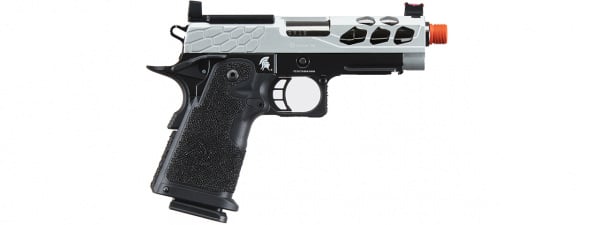 Lancer Tactical Stryk Hi-Capa 3.8 Gas Blowback Airsoft Pistol w/ Red Dot Mount (Black & Silver)