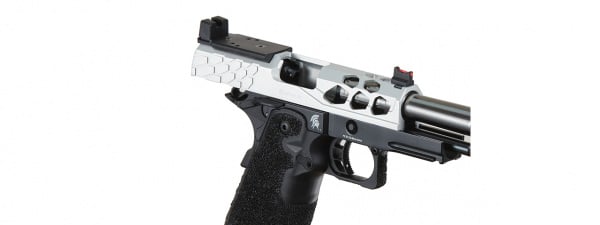 Lancer Tactical Stryk Hi-Capa 3.8 Gas Blowback Airsoft Pistol w/ Red Dot Mount (Black & Silver)