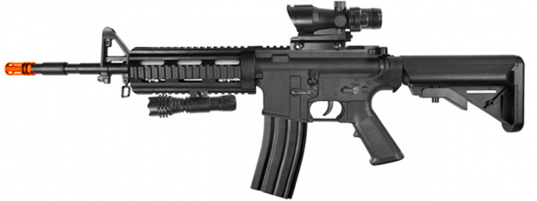 UK Arms Heavy Version Large Magazine M4 Airsoft Spring Rifle w/ Flashlight and Red Dot Sight