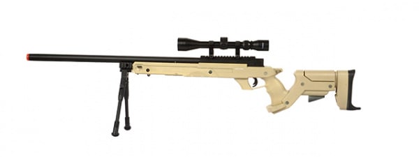 Well SR-22 Bolt Action Sniper Airsoft Rifle Scope & Bipod Package ( Tan )