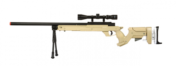 Well SR-22 Type 22 Bolt Action Sniper Airsoft Rifle Scope & Bipod Package ( Tan )