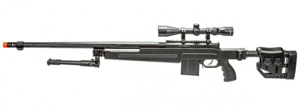 WellFire MB4415BAB Bolt Action Airsoft Sniper Rifle w/ Scope and Bipod ( Black )