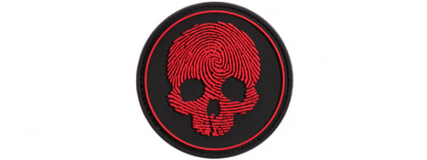 Lancer Tactical Fingerprint Skull PVC Patch ( Black / Red )