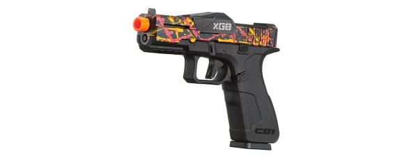 Poseidon CSI XG8 Gas Blow Back Aluminum Pistol (Red/Orange/ Black Splash Anodized)