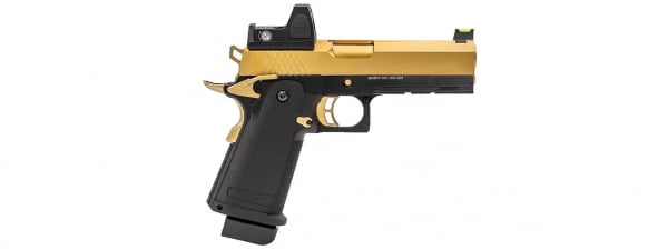 Raven Airsoft 4.3 Hi Capa GBB Airsoft Pistol w/ Micro Red Dot (Black & Gold)