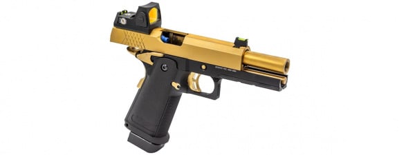 Raven Airsoft 4.3 Hi Capa GBB Airsoft Pistol w/ Micro Red Dot (Black & Gold)