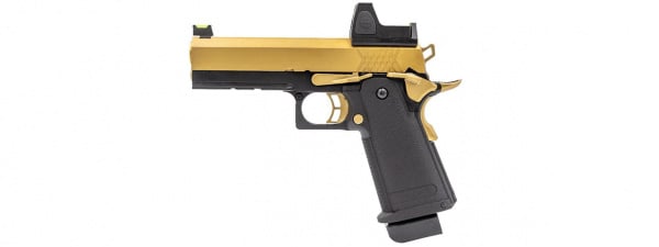 Raven Airsoft 4.3 Hi Capa GBB Airsoft Pistol w/ Micro Red Dot (Black & Gold)