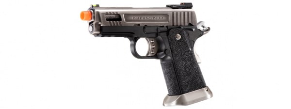 WE-Tech Hi-Capa 3.8 Full Auto Velociraptor Gas Blowback Pistol (Black / Silver)