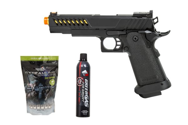 Gassed Up Player Package #29 ft. GE 3338 Hi-Capa Gas Blowback Pistol ( Black / Gold )