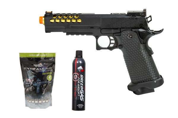 Gassed Up Player Package #31 ft. GE 3339 Hi-Capa Gas Blowback Pistol ( Black / Gold )