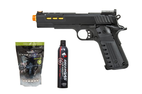 Gassed Up Player Package #35 ft. GE 3368 1911 Gas Blowback Pistol ( Black / Gold )