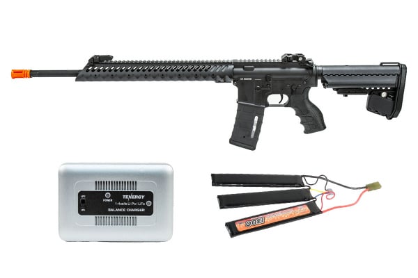 Charged Up Player Package #1 ft. A&K 14.5" Diamond Head Style M4 AEG ( Black )