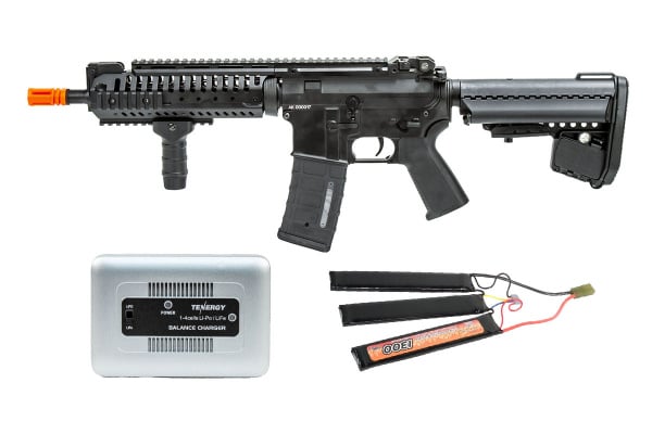 Charged Up Player Package #2 ft. A&K CASB M4SRS Carbine AEG Airsoft Rifle ( Black )