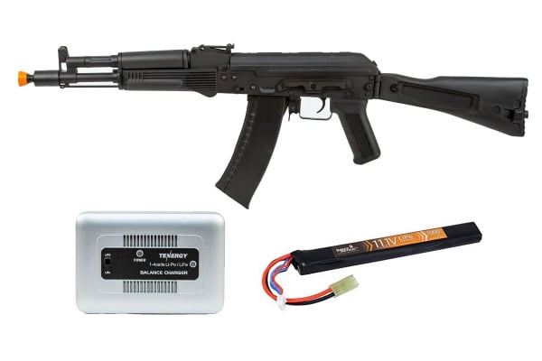 Charged Up Player Package #8 ft. Lancer Tactical AK-105 AEG Airsoft Rifle ( Stamp Steel )