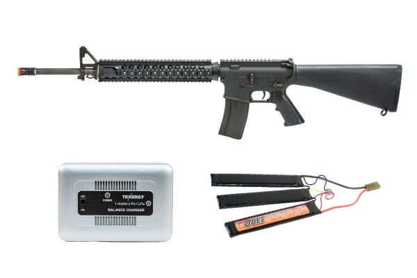 Charged Up Player Package #11 ft. LCT LR16A3 AEG U.S. Military M16A3 AEG Airsoft Rifle ( Black )