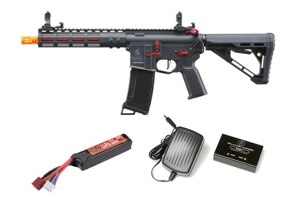 Lancer Tactical Gen 3 Archon Battery & Charger Package #7 Feat. Gen 3 9" Archon AEG W/ ETU (Black & Red)