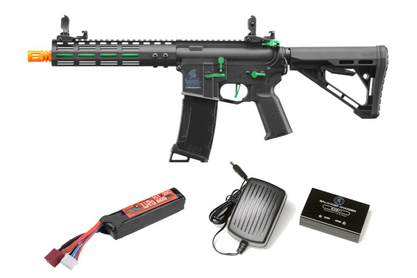 Lancer Tactical Gen 3 Archon Battery & Charger Package #8 Feat. Gen 3 Archon AEG W/ ETU (Black & Green)